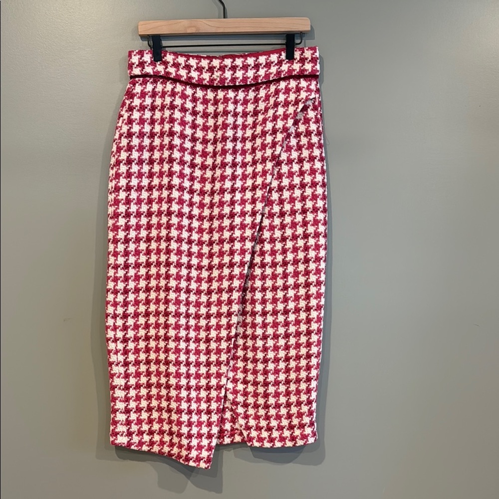 Zara pink and White Midi Pencil Skirt